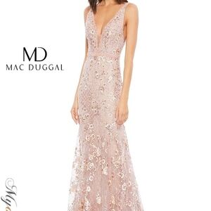 Mac Duggal Rose Pink Floral Gown Size 10